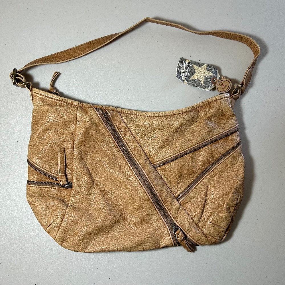 Converse Leather Zipper Shoulder Bag
